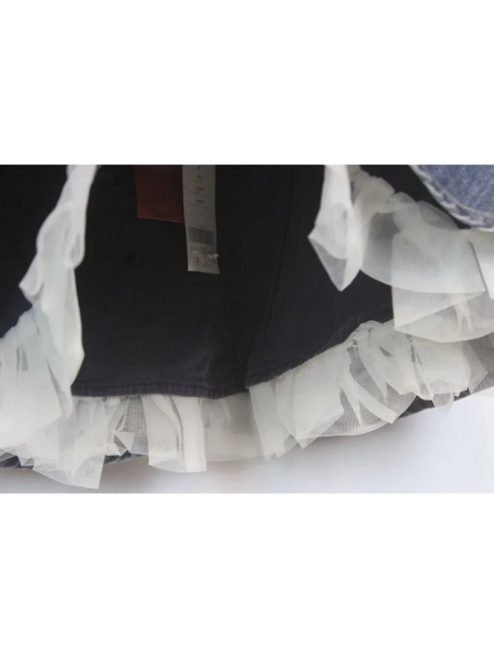 2008 Gymboree Winter Snowflake Denim Skirt Tulle Rhinestones Flare sz 12 Lined